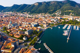Fototapeta  - Panoramic view from the drone on the city Como. Italy