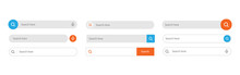 Search Bar. Web UI Elements For Browsers With Text Field And Search Button, Mobile Application Graphic Elements Collection.