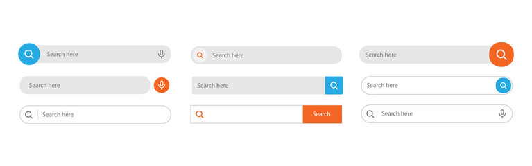 search bar. web ui elements for browsers with text field and search button, mobile application graph