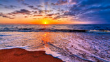 Fototapeta  - Sunset Ocean Tropical Beach Inspirational Sunrise Vacation 16.9