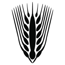 
Stylized Ear Of Barley. Harvest Symbol. Ancient Greek Coin Design. Black And White Silhouette.