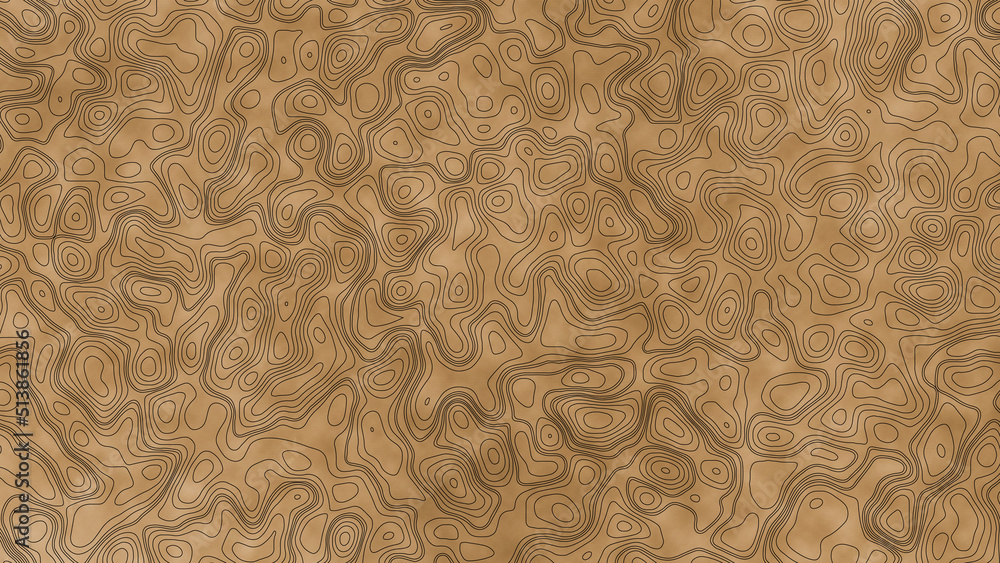 Abstract Retro Topography map. Topographic background with Aged paper effect. Old paper color and black background with space grid Topographic background. Geographic grid map with space for copy