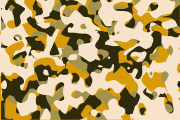 Camouflage color. Seamless pattern. Colorful camo vector ornament. Color splash abstract cartoon background. Banner design element. Vector design illustration.