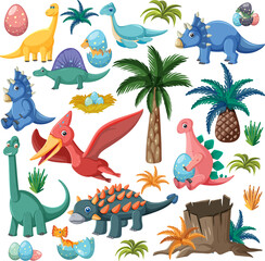 Wall Mural - Cute dinosaur seamless pattern