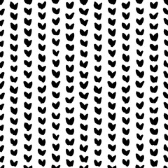 Seamless patterns with black hearts. Vector hand drawn grunge background for Valentine's day or wedding. Abstract background with love theme. Simple repeating texture with chaotic hearts. 