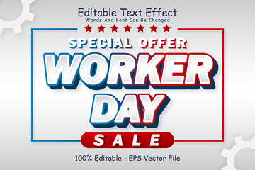 Canvas Print - Special Offer Worker Day Editable Text Effect 3 Dimension Emboss Modern Style