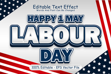 Wall Mural - Happy 1 May Labour Day Editable Text Effect 3 Dimension Emboss Modern Style