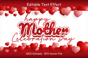 Wall Mural - Happy Mother Celebration Day Editable Text Effect 3 Dimension Emboss Modern Style