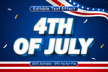 Canvas Print - 4th Of July Editable Text Effect 3 Dimension Emboss Modern Style