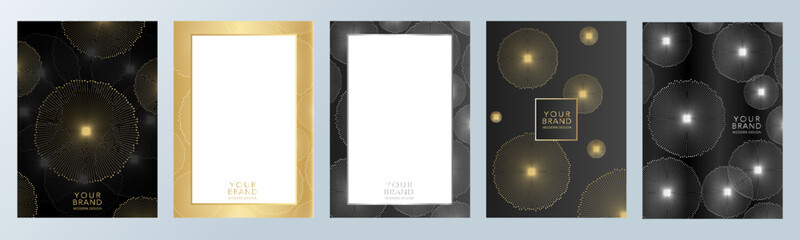 Wall Mural - luxury botanical wedding invitation card template. floral background with golden line. vector collec