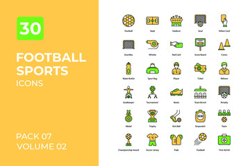  Football sports set in two tone color version. Flaticon collection set.