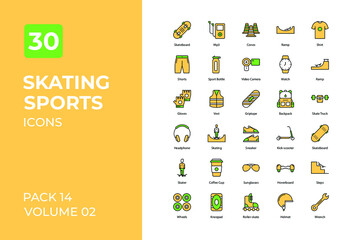  Skating sports set in two tone color version. Flaticon collection set.