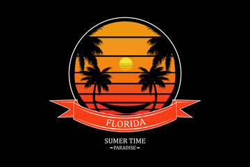 Sticker - Florida beach retro vintage landscape design