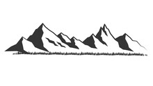 Mountains Vector.Mountain Range Silhouette Isolated Vector Illustration. Mountains Silhouette.