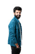 © PRASANNAPIX - Young indian man wear jacket and giving expression over white background.