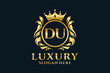 Initial DU Letter Royal Luxury Logo template in vector art for luxurious branding projects and other vector illustration.