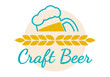 Craft beer icon, label or logo. Vintage brewery banner design with grunge, rough texture. Alcohol drink emblem with beer mug. Vector illustration.