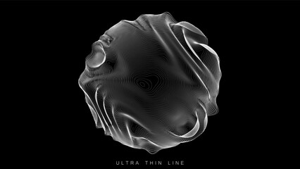  Ultra thin line fluid geometry. Dynamic vector distorted spheres.