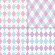 Argyle Seamless Pattern In Pastel Color. Vector Illustration