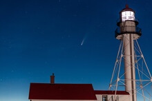 Comet Neowise Over Whitefish Point Light