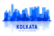 Kolkata ( Calcuta ) India skyline silhouette with panorama in white background. Vector Illustration. Business travel and tourism concept with modern buildings. Image for banner or web site.