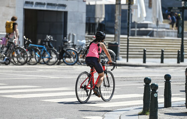 Poster - Belgique Bruxelles velo cycliste gens centre transport circulation environnement pieton mobilité 