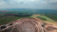 Aerial View Above Yorkshire Coldstones Cut Mining Quarry Countryside Scenery Landscape
