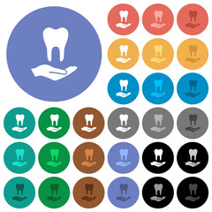 Canvas Print - Dental provision round flat multi colored icons