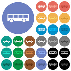 Wall Mural - Bus side view round flat multi colored icons