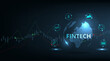 © Chor muang - Financial technology concept and Business world class design.Icon Fintech and things on dark blue technology background represents the connection Financial technology,banking and Business world class.