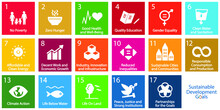 17 Sustainable Development Goals Set By The United Nations General Assembly, Agenda 2030. Isolated Icon Set. Vector Illustration EPS 10
