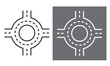 Road junction icon, intersection roads thin line web symbol in two different versions.