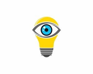 Wall Mural - Eyes in light bulb vector logo