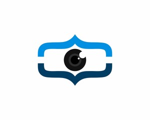 Code symbol in eye shape logo