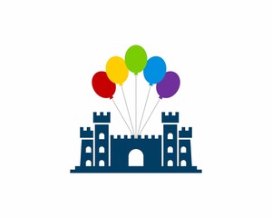 Canvas Print - Balloon on the fortress castle vector logo