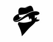Simple bandit head silhouette vector logo