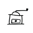 Vector icon. Pictogram drawn in the style of a doodle - coffee grinder