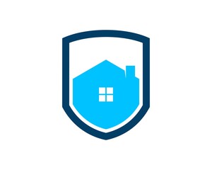 Poster - Protection shield with simple house inside