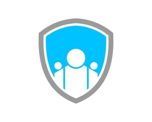 Wall Mural - Shield with three abstract people inside