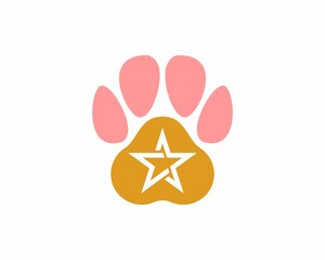 Wall Mural - Pet paws with star silhouette inside
