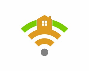 Wall Mural - House on the network connection logo