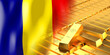 Romania flag and gold ingots - 3D illustration