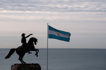General Jose De San Martin Monument With The Argentine Flag
