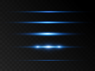 Leinwandbilder - Bright horizontal highlights. Laser beams, horizontal beams of light. Beautiful light bursts PNG. Vector
