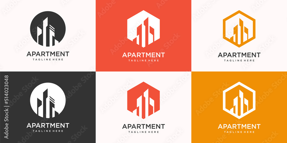 Building logo design with modern creative style Premium Vector Stock ...