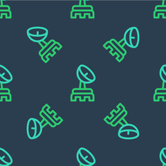 Sticker - Line Radar icon isolated seamless pattern on blue background. Search system. Satellite sign. Vector