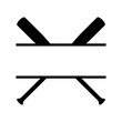 Crossed baseball bats split monogram frame. Clipart image isolated on white background