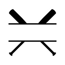 Crossed Baseball Bats Split Monogram Frame. Clipart Image Isolated On White Background