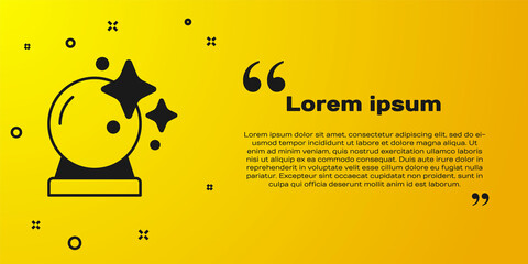 Poster - Black Magic ball icon isolated on yellow background. Crystal ball. Vector