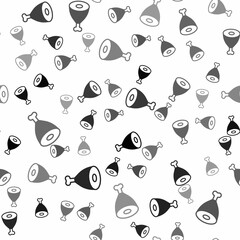 Sticker - Black Chicken leg icon isolated seamless pattern on white background. Chicken drumstick. Vector